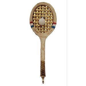 Luca Razza Resin Tennis Racket With Ball Dangle Pendant, Signed